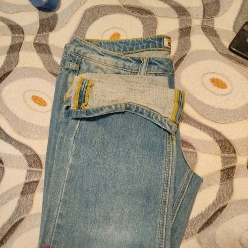Bershka Crop Jeans new, size XL, blue, rigid fabric