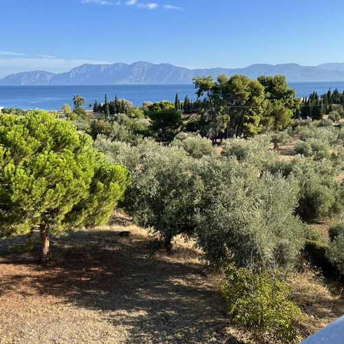 Detached house in Loukisia with sea view, garden and fireplace