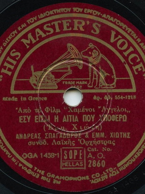 Chiotis gramophone record new with original HMV cover