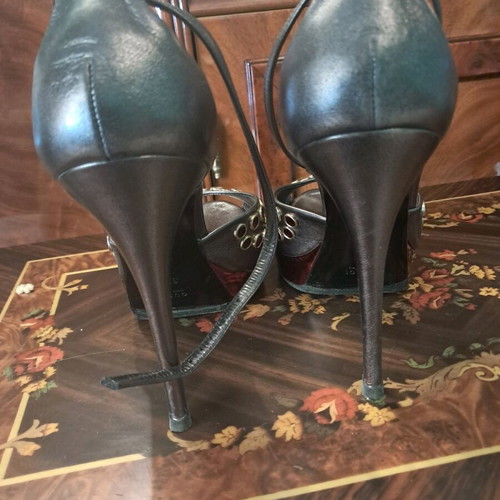 Gucci sandals like new, red and silver, heel height 12 cm