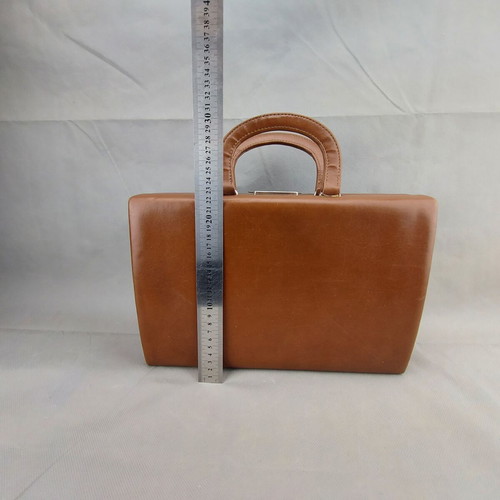 Old Soviet women's bag used, brown vinyl fashion bag