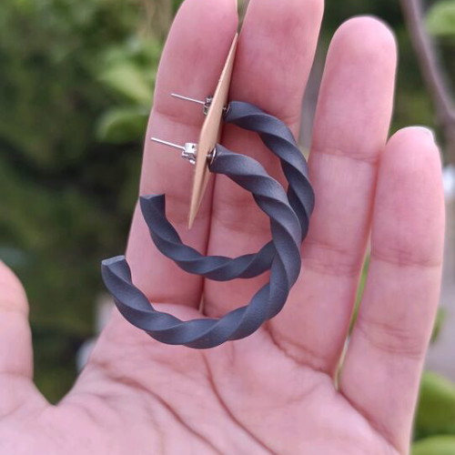 Earrings hoop new, made of polymer clay and steel