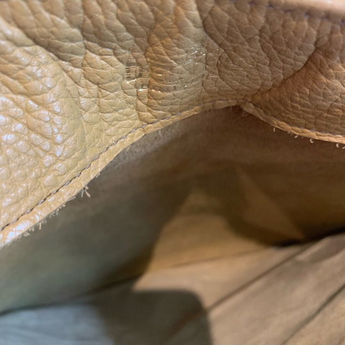 Crossbody bag used large authentic leather light tan