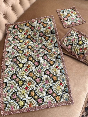 Vintage German embroidered table linens set