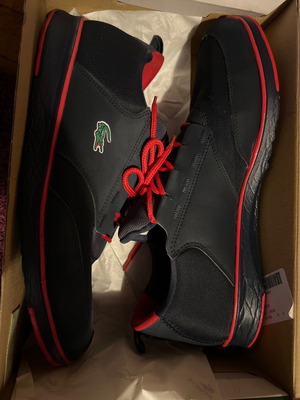 Lacoste men's shoes used, dark blue with red details No47