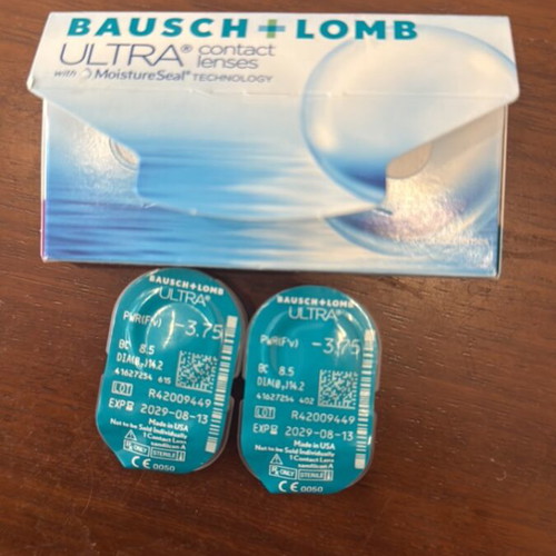 Bausch + Lomb ULTRA contact lenses like new, -3.75 myopia, monthly, 2 lenses