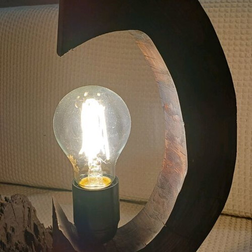 Handmade woodcarved table lamp made of beech wood new