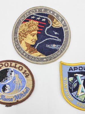 American old sewn NASA Apollo patches used, set of 3 pcs