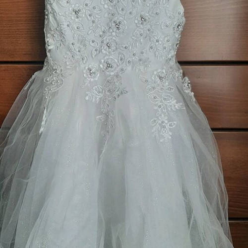 Flower girl dress new white with tulle, pearls and strass for 12 years old