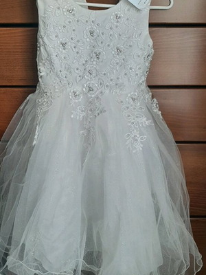 Flower girl dress new white with tulle, pearls and strass for 12 years old