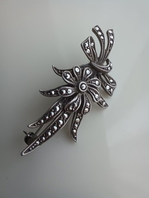 Vintage Silver Brooch 835 Art Deco with Marcasites like new