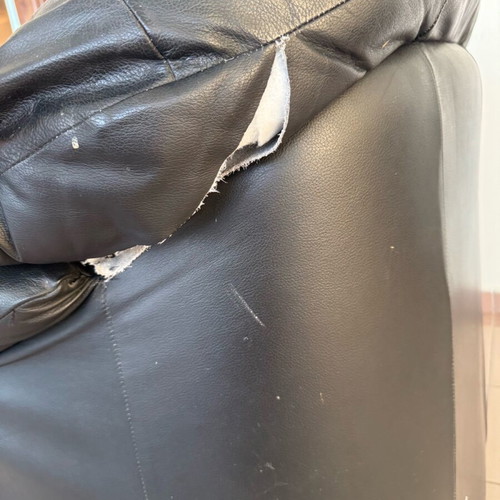 Black leather armchair used, synthetic leather