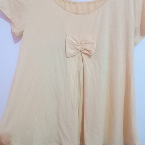 Lui e Lei T-shirt Medium yellow with print and bow