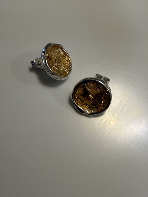 Handmade silver earrings with gold-plated details new