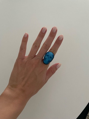 Ring by Manos Stratakis like new, silver plated with blue stones