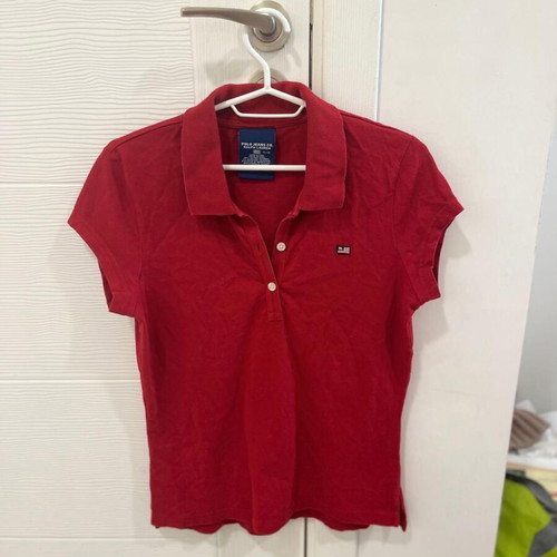 Polo Jeans Co. Ralph Lauren Women's Polo Shirt Size Medium Used Red Logo