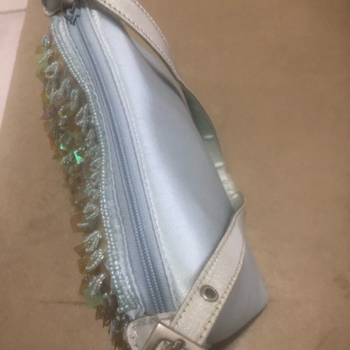 Satin blue hand bag like new with sequins