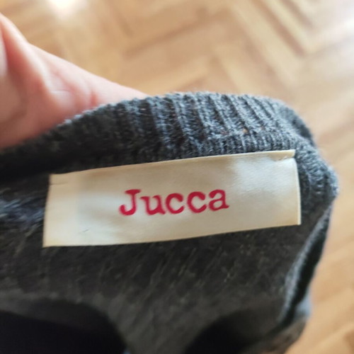 Jucca Grey Wool Cashmere Sweater with Animal Pattern S Like New