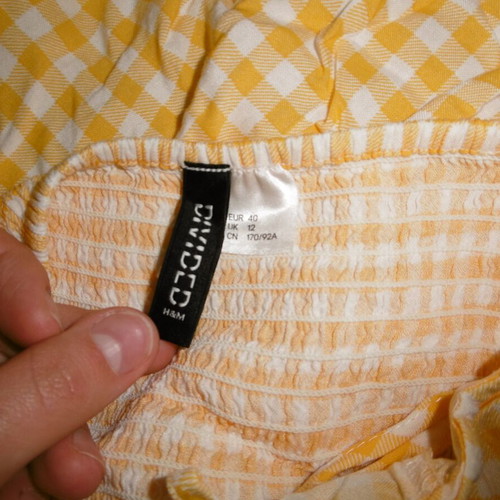 H&M checked mini dress new, size 40/L, yellow