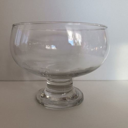 Glass fondue bowl like new, height 13 cm and diameter 15 cm