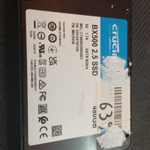 Crucial BX500 480 GB SATA 2.5 SSD used