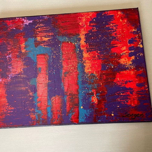 Abstract painting with acrylics Urban Sunset like new