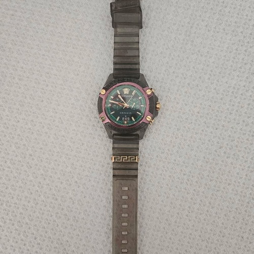 Versace Chronograph Watch with Green Dial and Gold Details