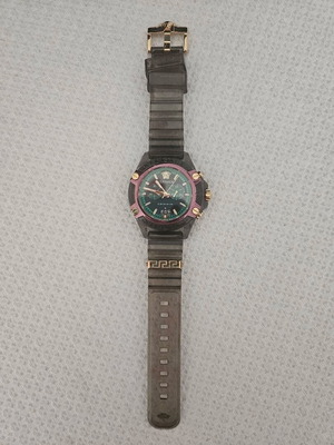 Versace Chronograph Watch with Green Dial and Gold Details