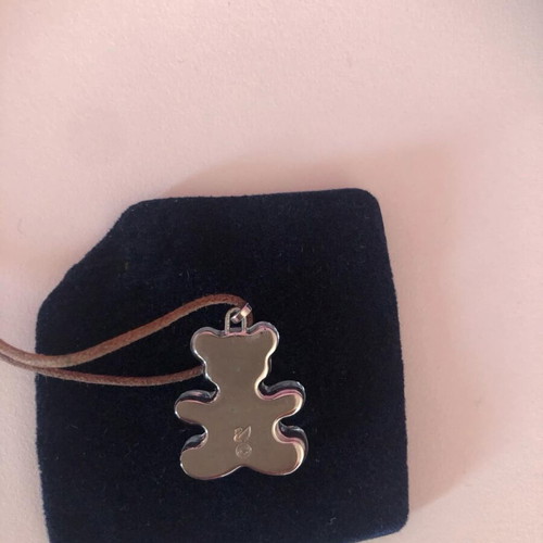 Swarovski bear necklace new with brown leather strap