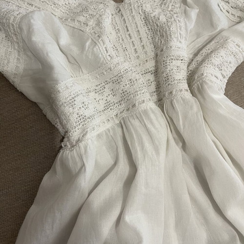 Boho 100% Cotton White Lace Sundress, size L