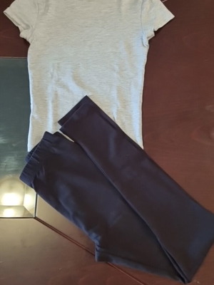 Girls' clothing set like new, 2 pieces, black and gray, up to 12 years