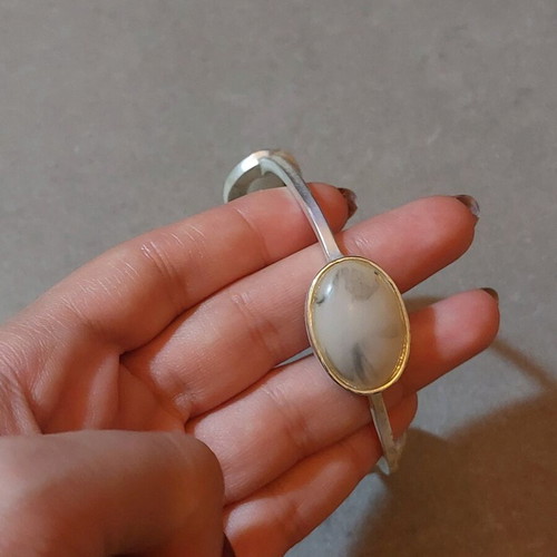 Bracelet bangle women's silver with marble design stones like new
