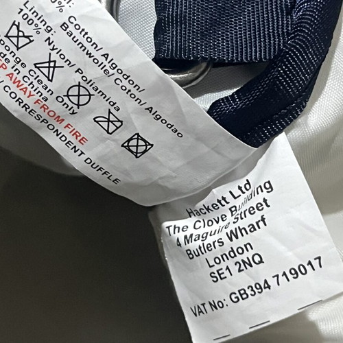 Hackett Gbk Duffle Canvas Bag used, white multi colour