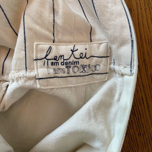 Zara denim short jumpsuit like new, beige with blue stripes, size M