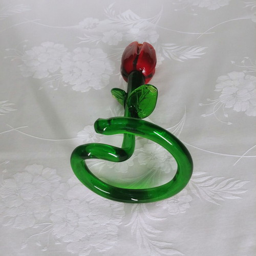 Tulip-shaped candlestick like new, handmade Art Glass 60s-70s