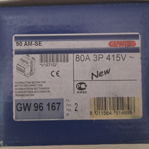 Gewiss GW96167 3P 80A disconnector switch new, 2 pieces