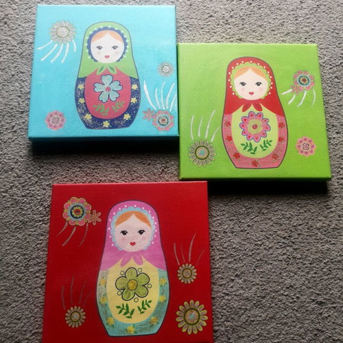 Matryoshka art prints pack of 3 new 20x20 cm