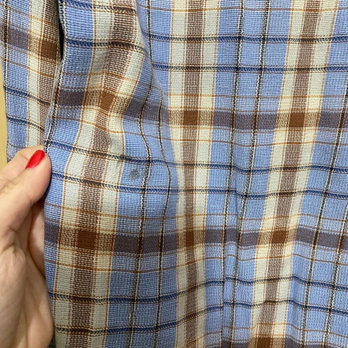 Checked shirt size L used, beige and blue