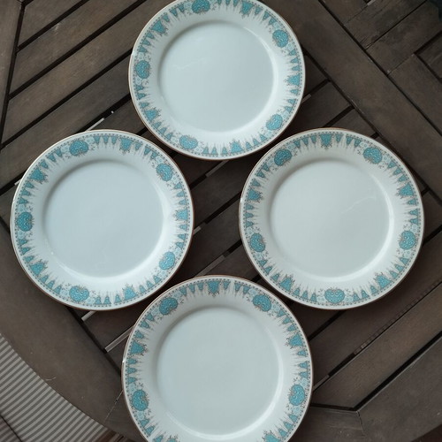 Noritake Bluetide 2256 dinner plates set of 4 used, Japan