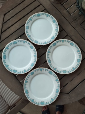 Noritake Bluetide 2256 dinner plates set of 4 used, Japan