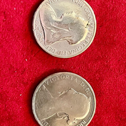 Great Britain 1 Penny 1892 & 1897 used, pack