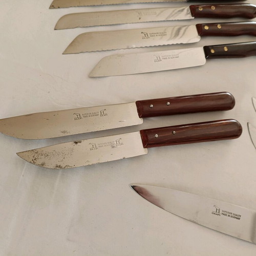 Collection of 12 old vintage Okapi knives from Germany like new