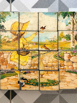 Vintage Sarah Kay Educational Puzzle with 24 Cubes used