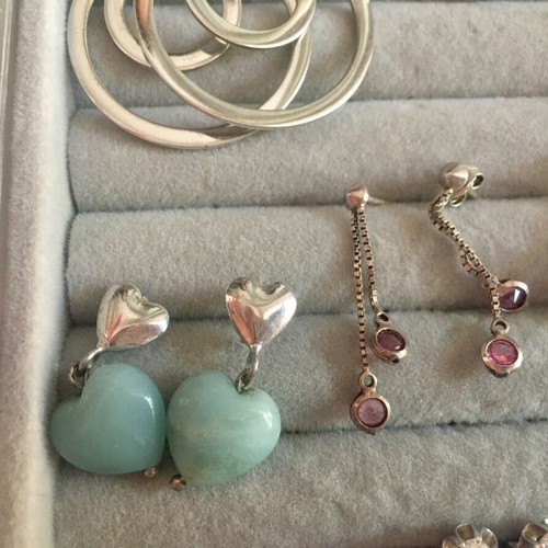 Silver earrings used, pack of 10, turquoise and silver colors