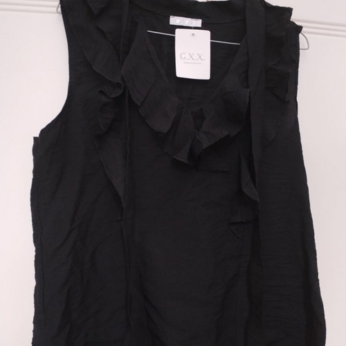 Women's Black Sleeveless Blouse New, Medium Size, Viscose Linen Blend
