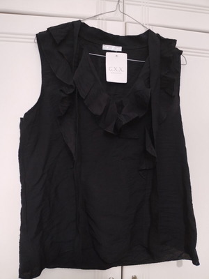 Women's Black Sleeveless Blouse New, Medium Size, Viscose Linen Blend