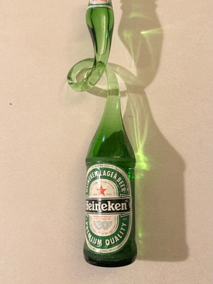 Heineken Beer Bottle like new, glass art vintage deco