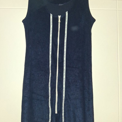 Short dress like new, blue terry cloth with front zipper, beachwear