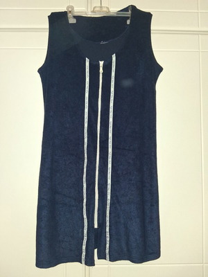 Short dress like new, blue terry cloth with front zipper, beachwear