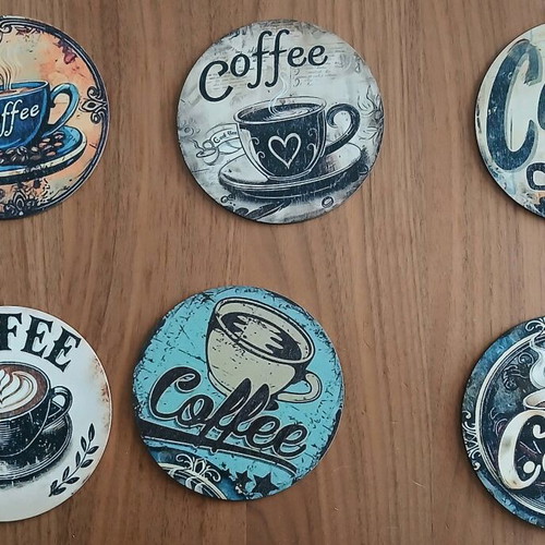 Vintage wooden coasters set of 6 new